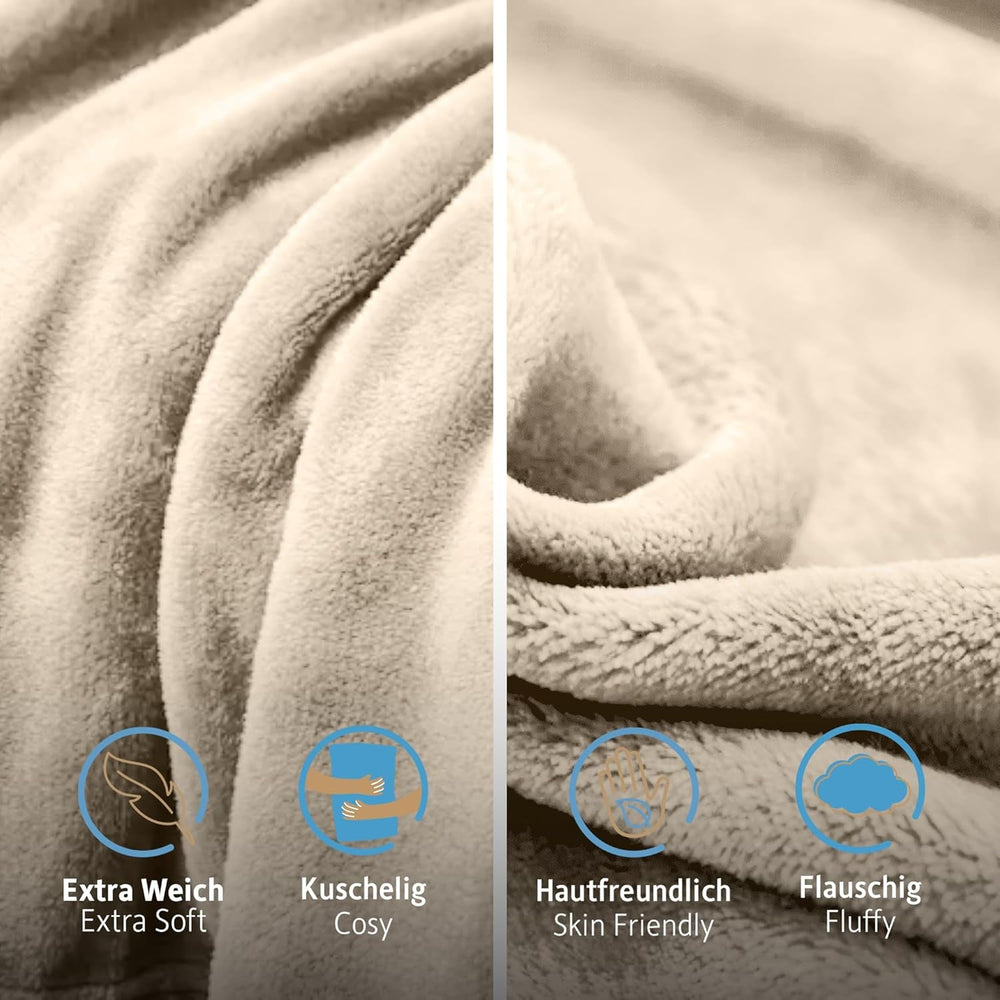 Komfortec manta mullida, cómoda manta, manta polar, certificado Oeko-Tex, súper suave, 150X200 cm, 260 g/m², beige Camas y mantas Besuche den Komfortec-Store