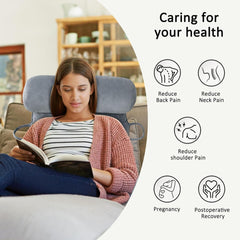 Pernă de citit XL pentru pat și canapea cu rolă detașabilă pentru gât, pernă ideală pentru spate pentru adulți cu spumă cu memorie pentru citit confortabil, lucru, joacă, vizionat la televizor, relaxare (gri)