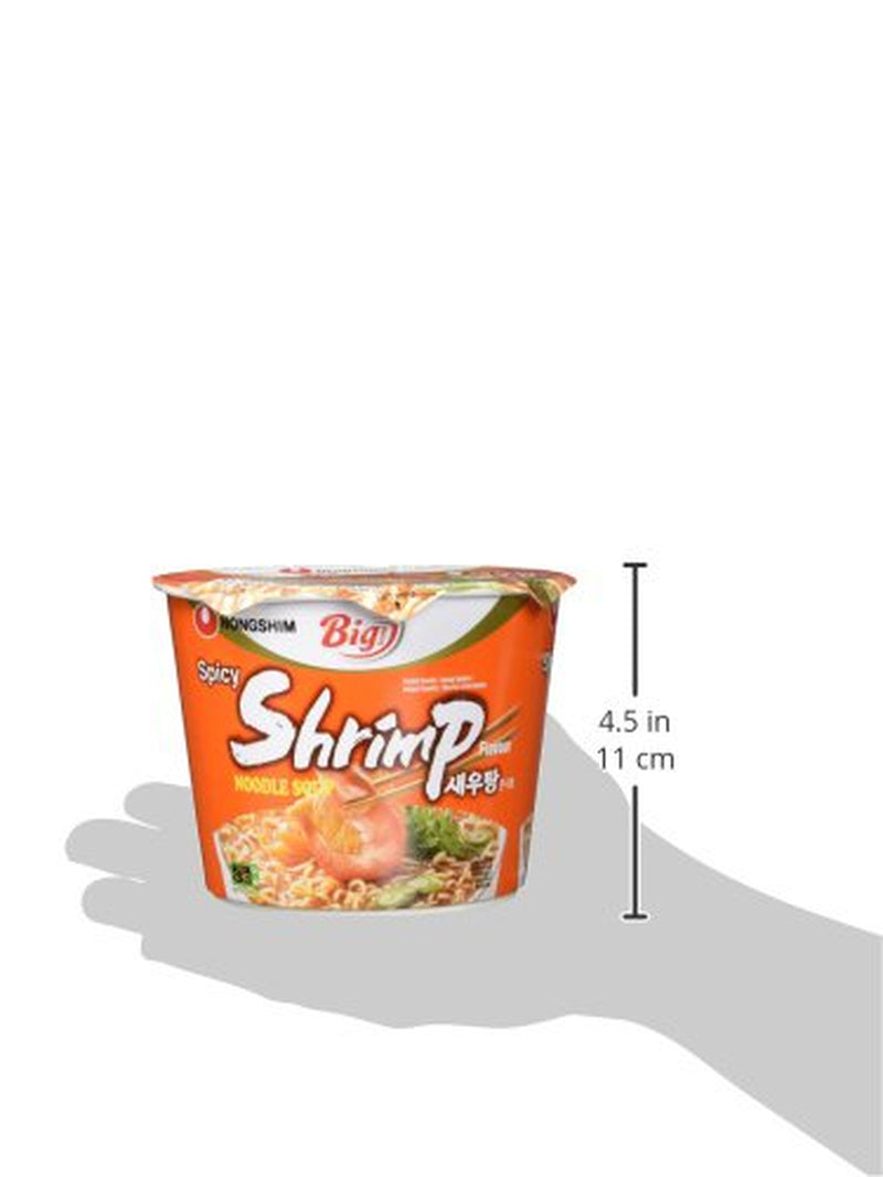 Fideos instantáneos Nong Shim con camarones, tazón grande - Sopa de ramen coreana - Preparación rápida - 115 g (1 paquete)