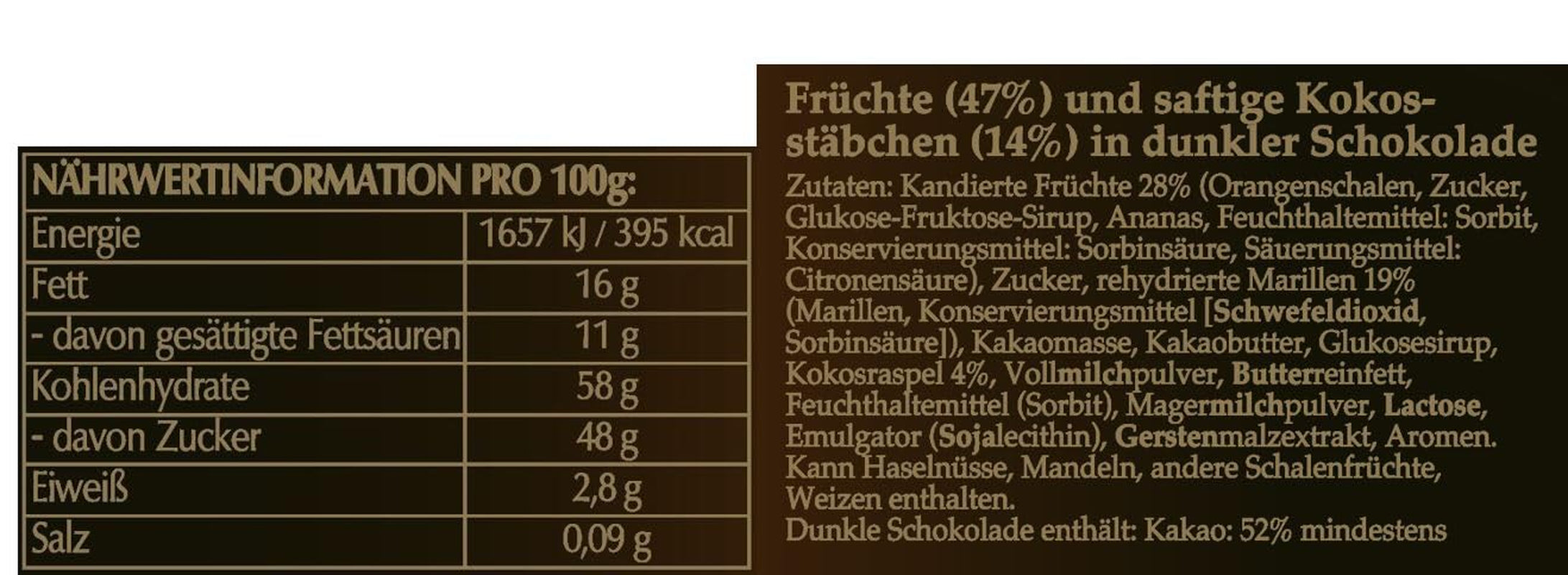 Hofbauer Viena fruta cubierta de chocolate, 1 kg
