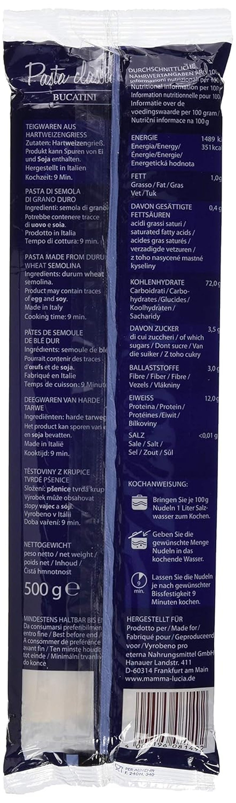 Pasta Bucatini - Macarrones, paquete de 20 (20 x 500 g)