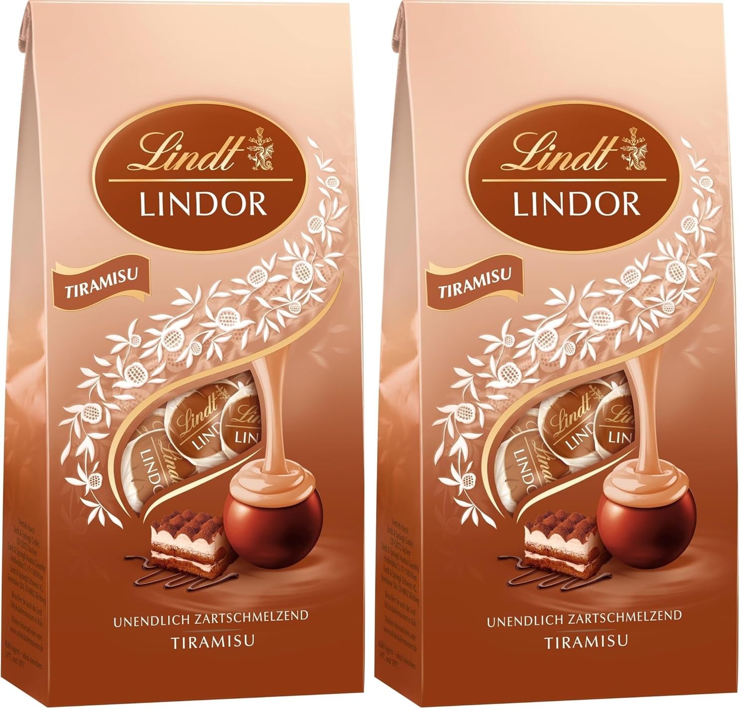 Chocolate Lindt | Bolsa Tiramisú LINDOR | 137g | 11 bolas de chocolate con leche con relleno de tiramisú que se derrite en la boca | Regalo de chocolate