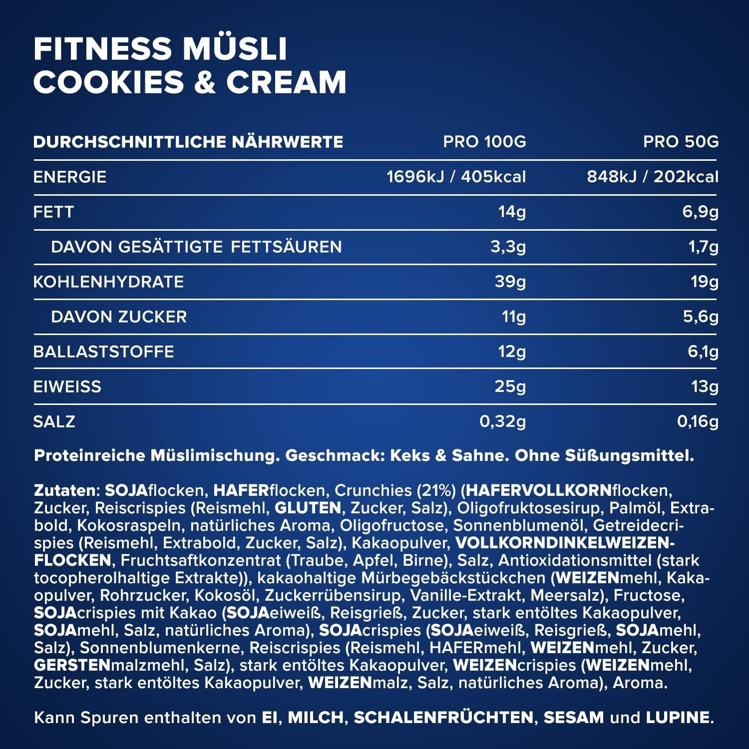 IronMaxx Fitness Muesli - Cookies & Cream, pungă de 2 kg | Muesli vegan bogat în proteine cu conținut crocant | Conținut redus de zahăr și bogat în fibre
