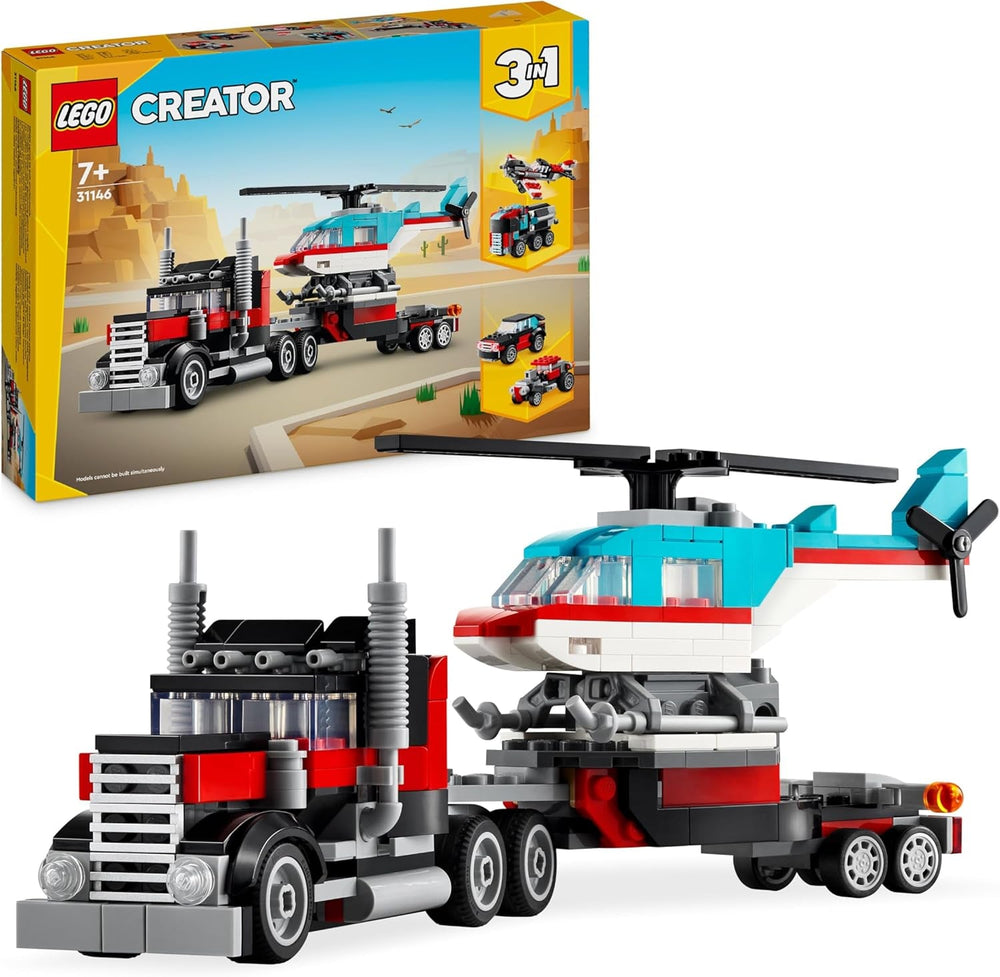 LEGO Creator 3in1 Flieger: Rennflugzeug Spielzeug - Umbaubar in Jet oder Hubschrauber Modell - Fahrzeug Bauset für Jungen und Mädchen ab 7 Jahren - Geschenkidee zum Geburtstag 31160