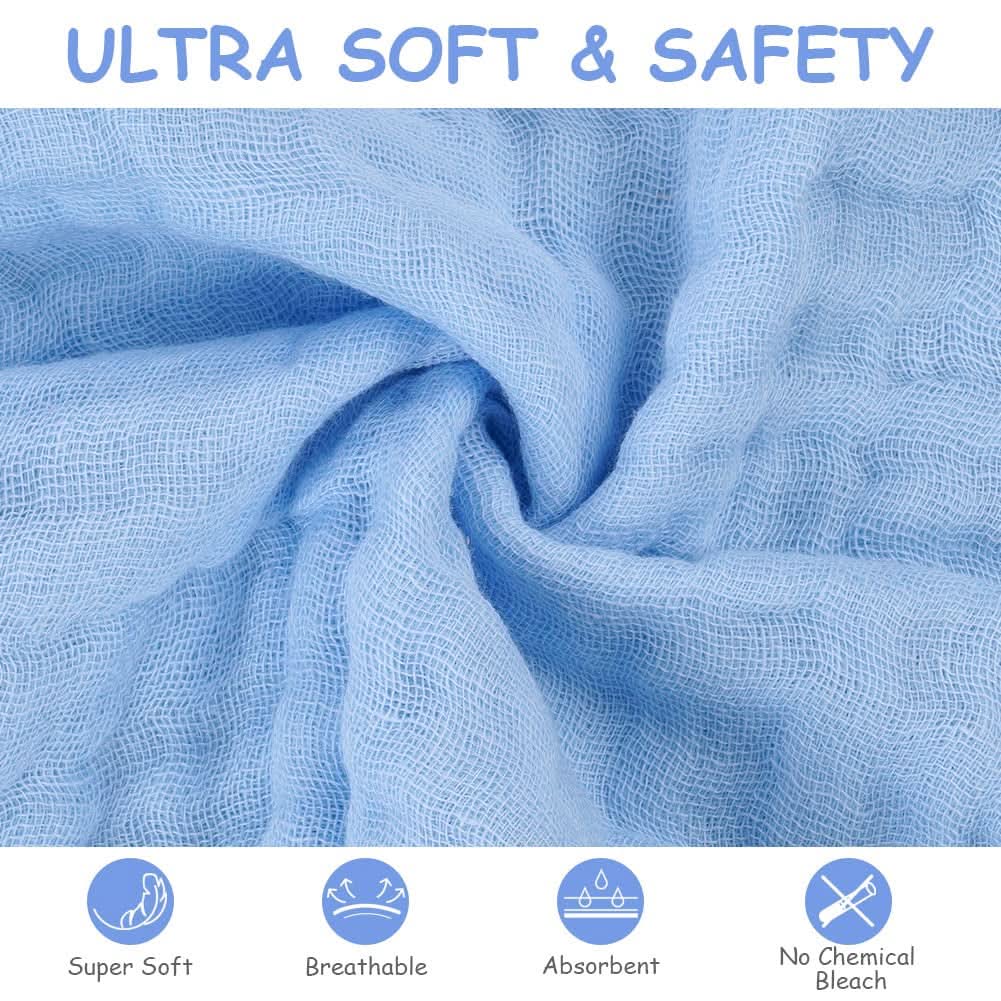 Toallas de muselina para bebé, pack de 8 toallas absorbentes de algodón orgánico, 25 x 25 cm Mother and Baby Naty Shop