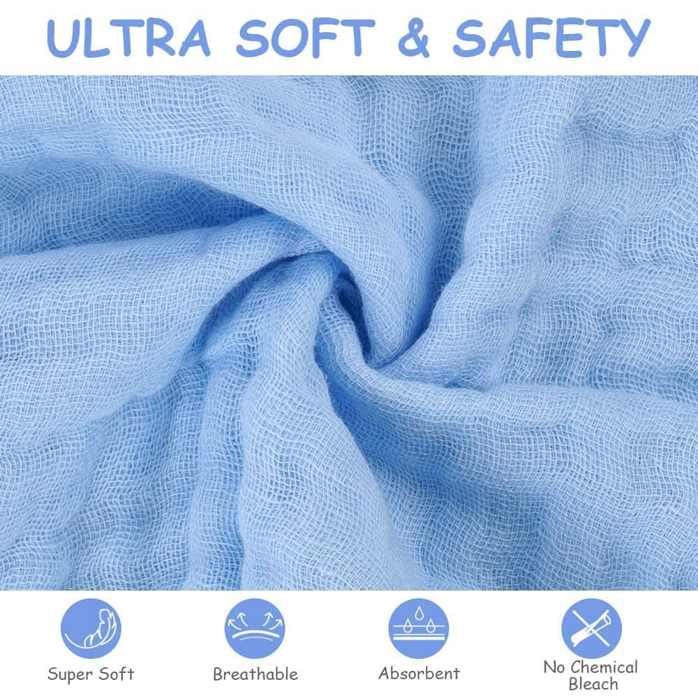 Toallas de muselina para bebé, pack de 8 toallas absorbentes de algodón orgánico, 25 x 25 cm Mother and Baby Naty Shop