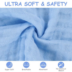 Toallas de muselina para bebé, pack de 8 toallas absorbentes de algodón orgánico, 25 x 25 cm Mother and Baby Naty Shop