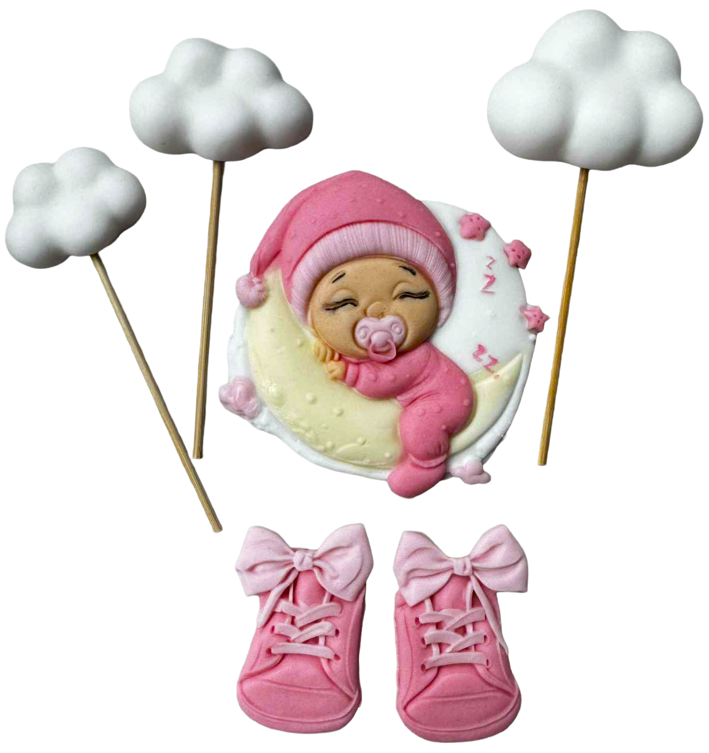 Decoraciones comestibles para bautizo – set de 6 adornos de pasta de azúcar