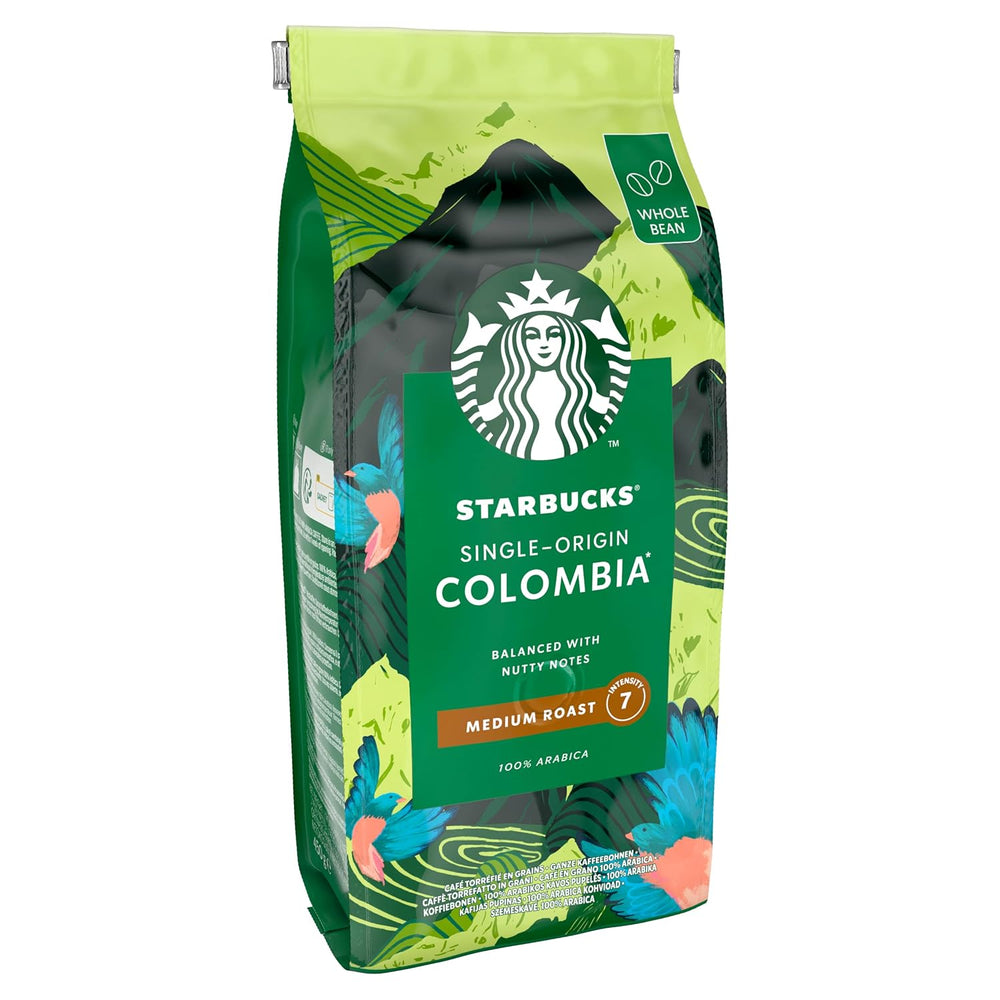 STARBUCKS Cafea Columbia de origine unică, prăjire medie, boabe întregi 450g (pachet de 4)