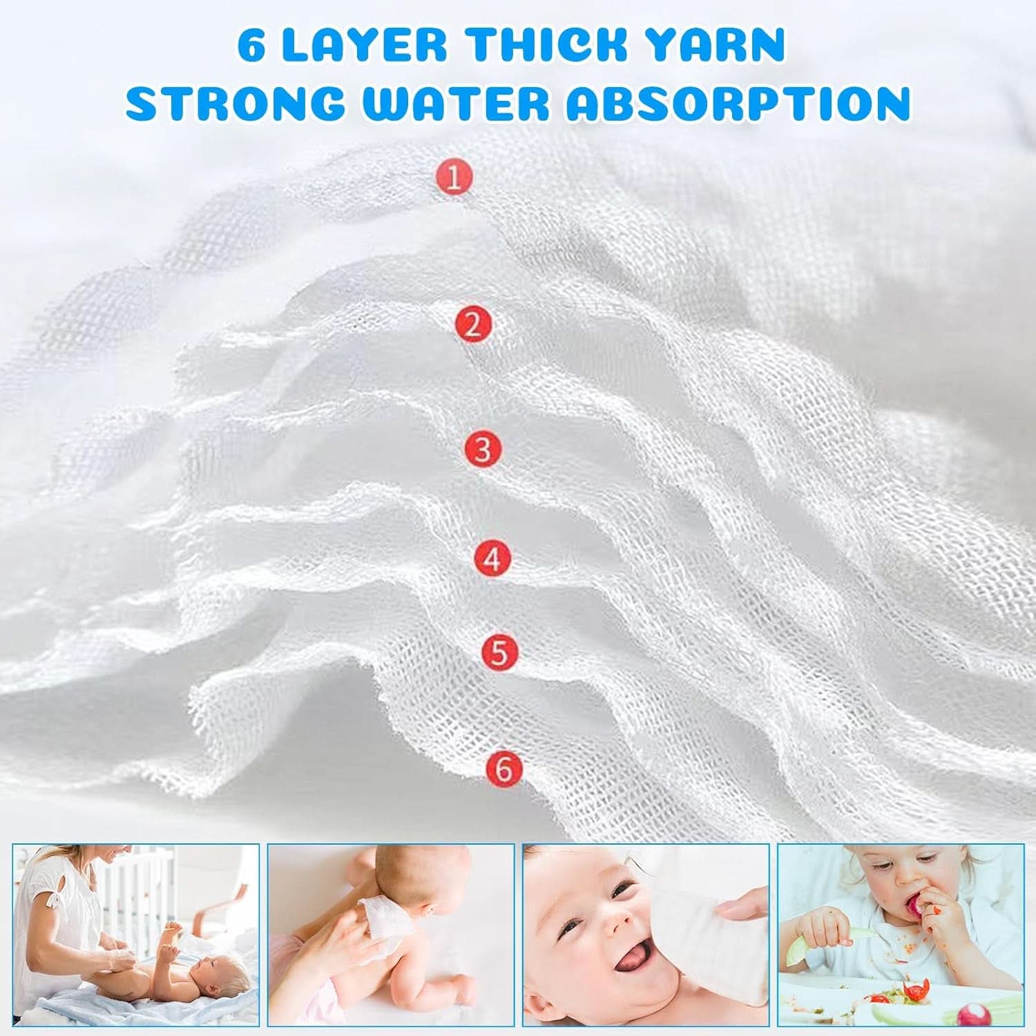 EXTSUD toallitas bebe, pack de 10 toallitas bebe muselina Madre e Niño Naty Shop