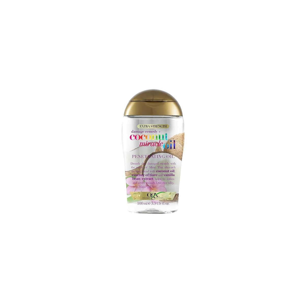 OGX Coconut Miracle Oil Hair Mask, mască de păr hidratantă pentru păr uscat, tratament hrănitor pentru păr cu ulei de nucă de cocos și extract de vanilie, îngrijire anti-frizz pentru îngrijirea optimă a buclelor (300 g) Masca de par Naty Shop Ulei de păr