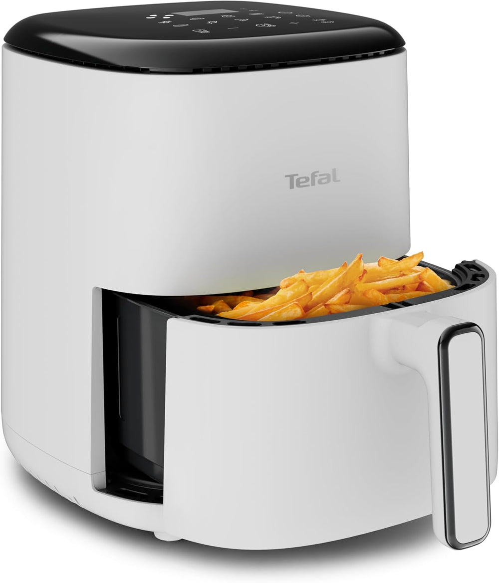 Tefal Easy Fry Max EY2458, 5 litros, Freidora de Aire Caliente, 10 programas de cocción automáticos, Pantalla táctil digital Electrodomésticos Naty Shop Gris Claro Individual - Sin ventana 3L