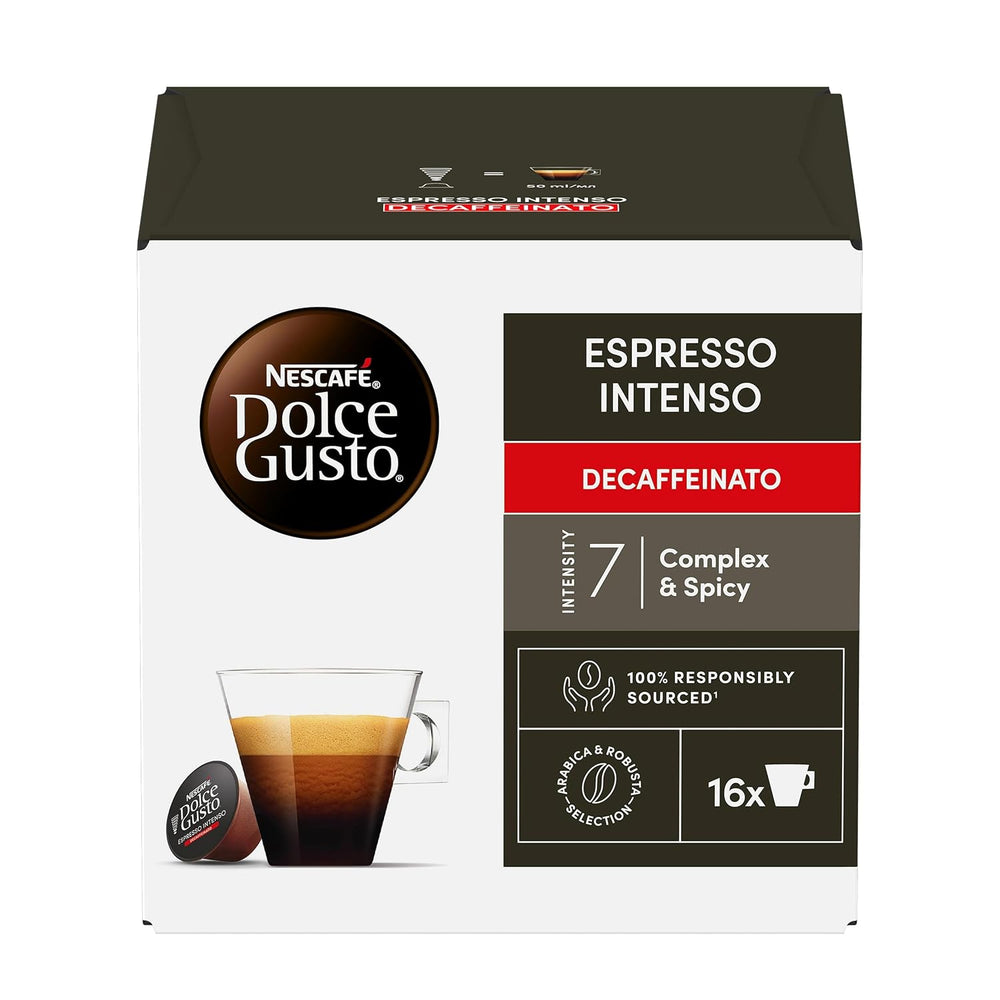 Nescafé Dolce Gusto Cafe Dolce Gusto Espresso Intenso Desc. | Nestle Pack 3 Kisten Mit 18 Kapseln,Die Jeweils 16 Einheit(3er Pack)