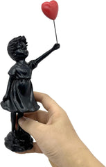 Fată drăguță cu balon, sculptură din rășină, statuie pentru decorațiuni interioare, statuie Banksy, fată cu inimă roșie, figura balon, sculptură de artă modernă pentru masă, raft, decor Statuete si sculpturi Naty Shop
