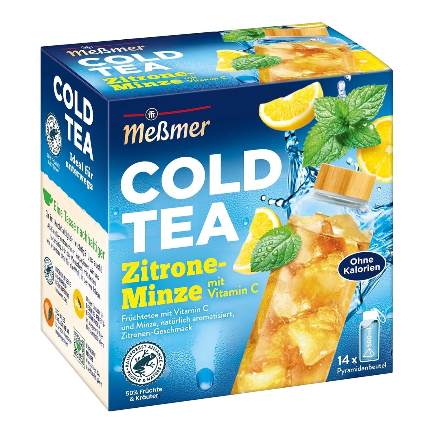 Meßmer Cold Tea Sommer-Beere | 14 pliculețe piramidale | Fără gluten | Fără lactoză | Vegan