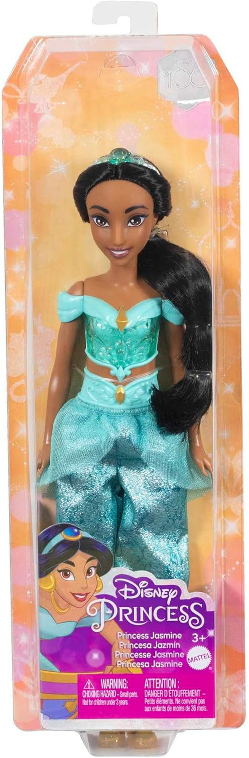 Mattel Disney Princess Toy Jasmine Fashion Muñeca móvil con ropa y accesorios brillantes Regalo inspirado en la película de Disney para niños HLW12 Naty Shop Dolls