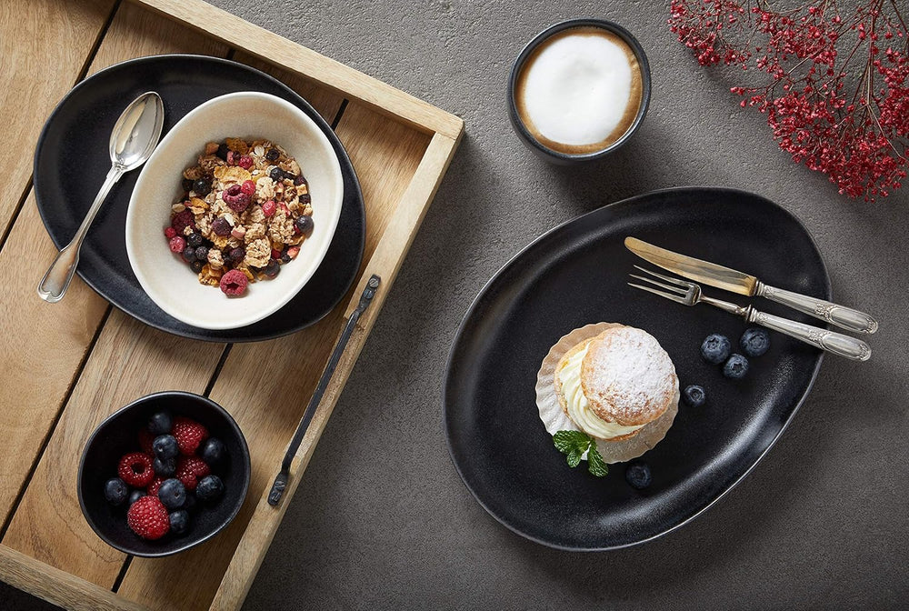 CreaTable, 22139, seria PIETRA, set de veselă din 4 piese pentru 4 persoane, set de farfurii din gresie, potrivit pentru mașina de spălat vase și cuptorul cu microunde, fabricat în Europa