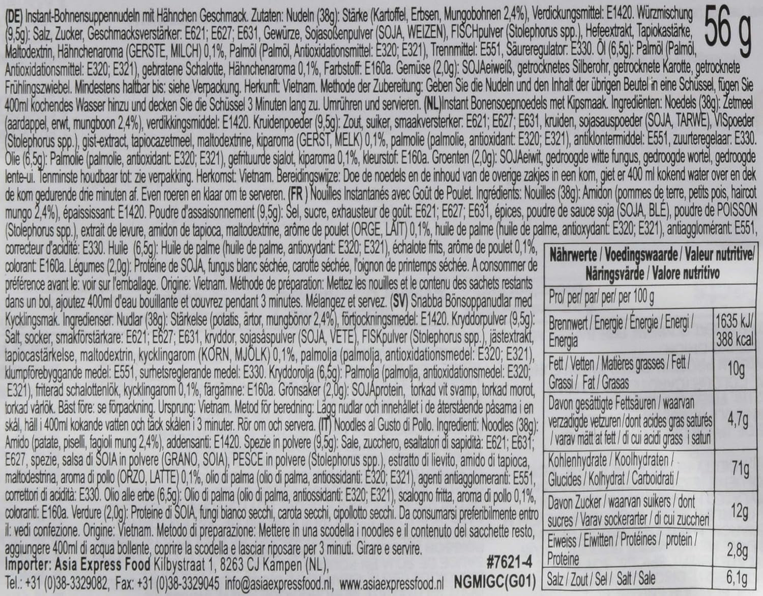 ACECOOK - Fideos Instantáneos de Vidrio GD con Pollo - (1 x 57g)