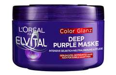 Mască de păr L'Oréal Paris Elvital pentru păr blond, evidențiat, gri, neutralizează tonurile galbene, Color Glanz Purple Deep Mask împotriva tonurilor galbene, 1 x 250 ml Masca de par Naty Shop 250 Ml (1 pachet)