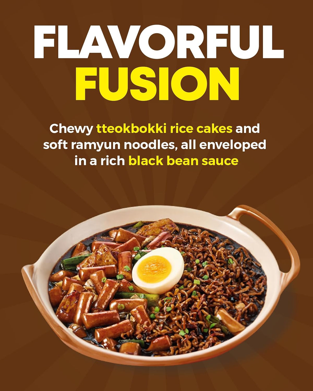 NONGSHIM Rapokki (Jjajang, 400 ml): auténtica comida callejera coreana, ramen y pasteles de arroz, frijoles negros; rápido y fácil de preparar, listo en 4 minutos