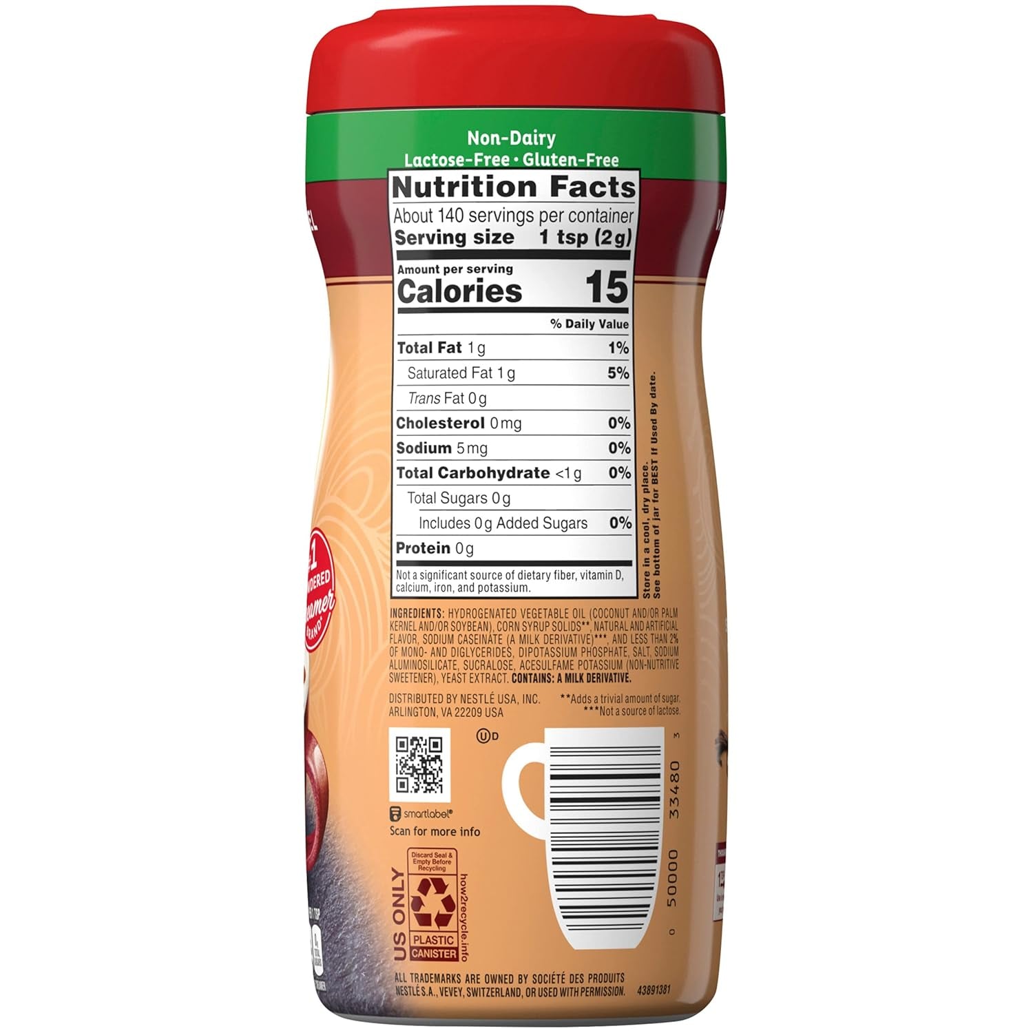 Coffee-Mate Vanilla Caramel, crema para café en polvo sin azúcar, Kaffeesahne Pulver - Vanille Karamell - ¡OHNE ZUCKER! de estados unidos