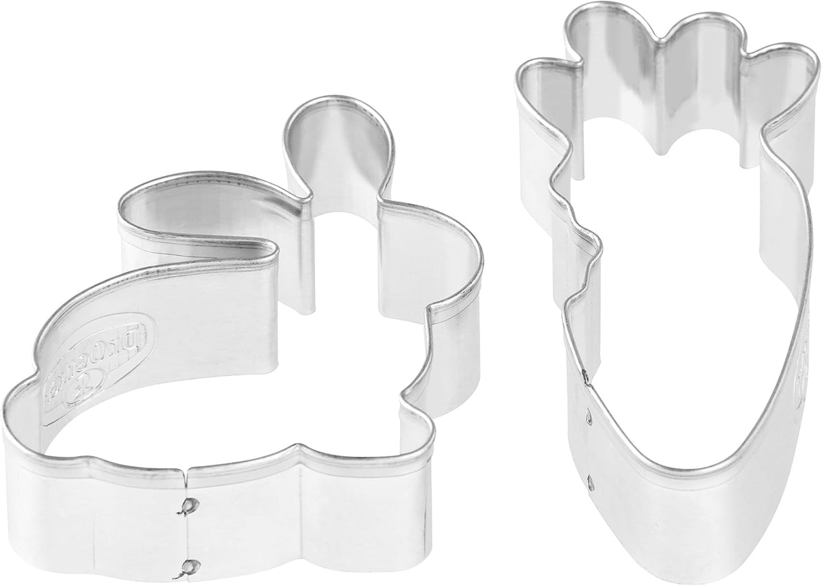 Formă de biscuiți Dr. Oetker „Iepure și Morcov”, modelator de biscuiți și fursecuri din seria „Golden Easter” (Culoare: Argintiu), Cantitate: 2 bucăți