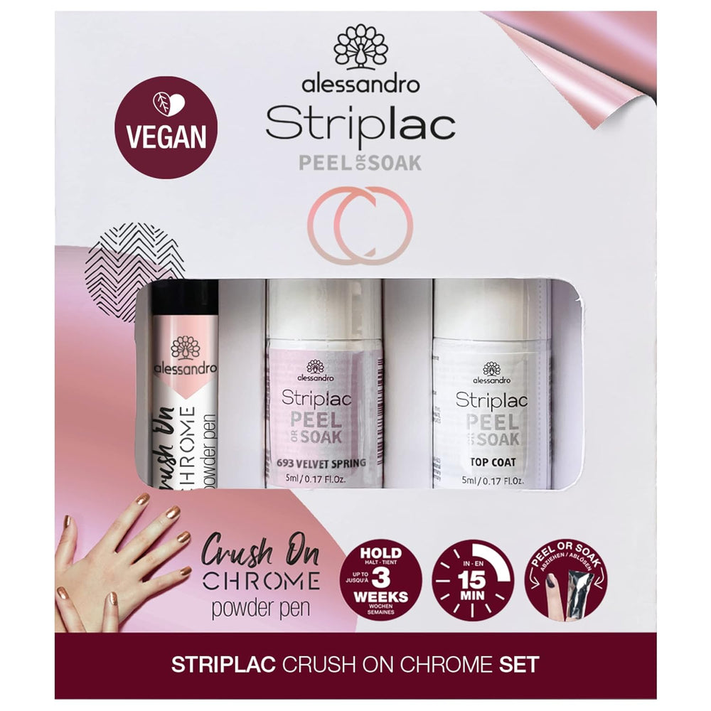 Set alessandro Striplac Peel or Soak Silver Crush On Chrome – Uñas perfectas en 15 minutos