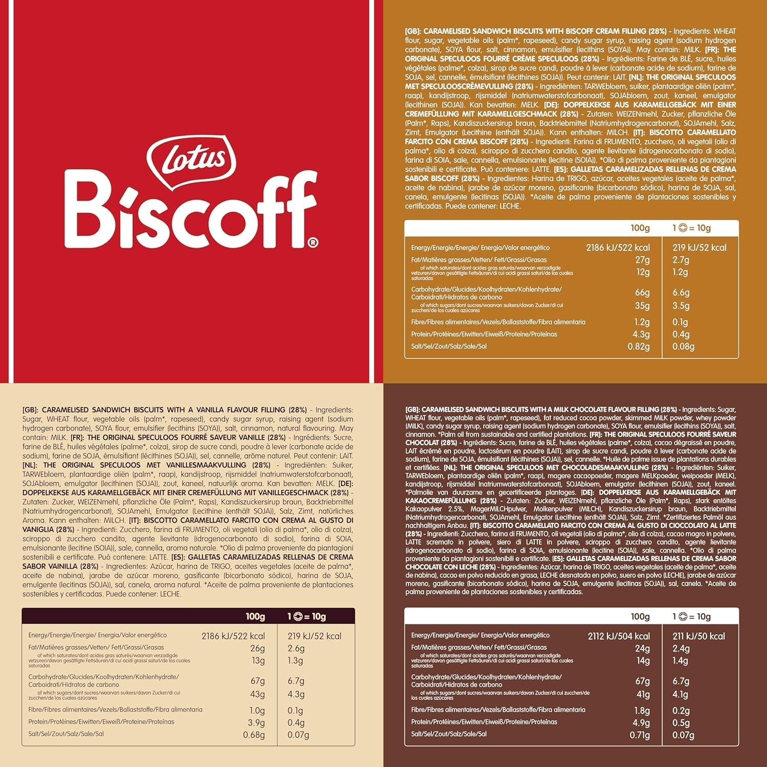 Lotus Biscoff | Pachet Variat de Biscuiți Dubli | 3 Varietăți | 2 Pachete per Varietate | 15 Biscuiți Dubli per Pachet | Ingrediente de Origine Naturală | Fără Coloranți | 6 x 150g | 900g