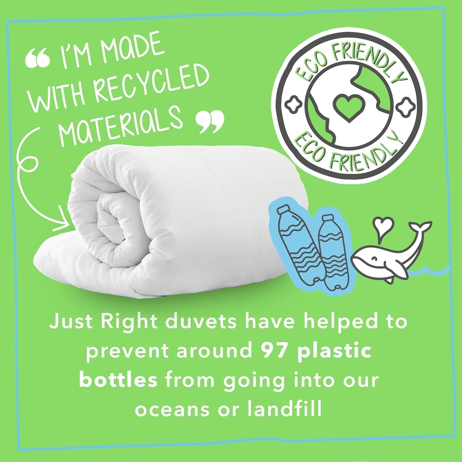 Just Right Snug Edredón, 10,5 tog, fibra hueca, blanco, cama doble Edredones y edredones Naty Shop