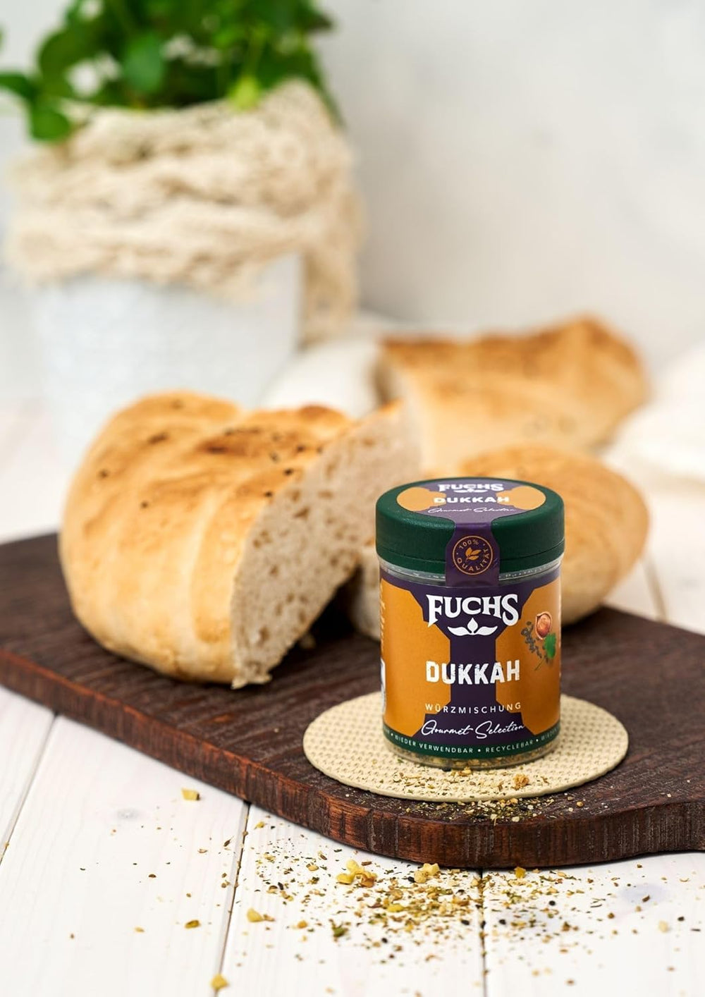 Fuchs Gewürze Gourmet Selection Naher Osten-Afrika – Dukkah Gewürzmischung, nachfüllbarer Gewürz Mix, zum Verfeinern von Fisch und Lamm, vegano, 50 g