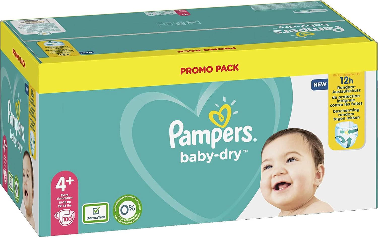 Pampers (versión clásica), pañales para bebés talla 4+ (10-15 kg), 100 uds Madre e Hijo Naty Shop