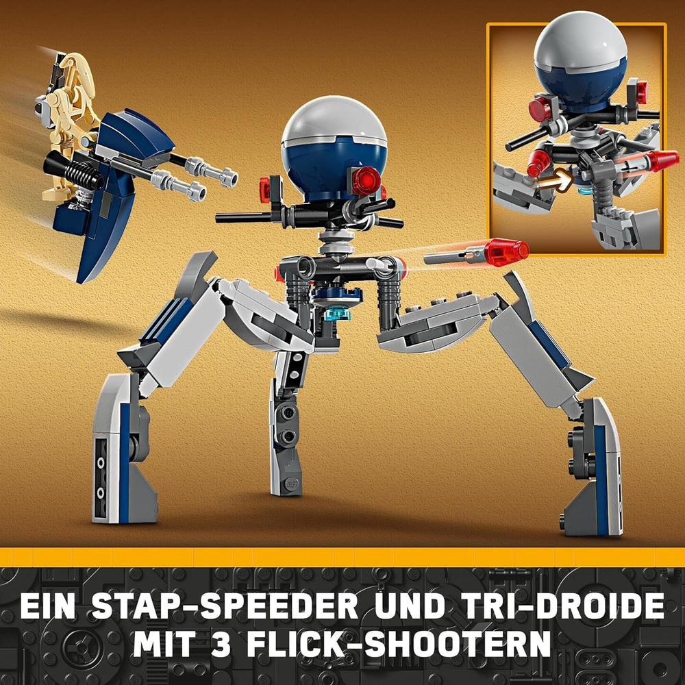 LEGO Star Wars 75372 Paquete de Batalla de Soldado Clon y Droide de Batalla, Incl. 4 minifiguras, 5 droides y una moto deslizadora con tirador - Juguete de construcción para niños y niñas a partir de 7 años Juegos de construcción Besuche den LEGO-Store