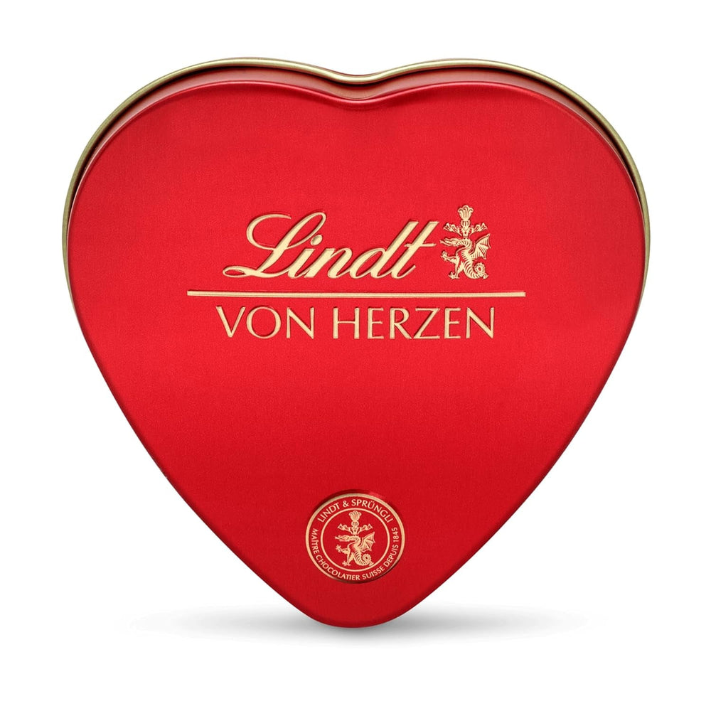 Lindt Ciocolată din Inimă | 30 g | 6 praline în varietățile Marc de Champagne, Coeur à l'Orange, Ciocolată cu Lapte Crocantă, Marțipan cu Portocale într-o frumoasă cutie în formă de inimă | Cadou de ciocolată | Cadou de ciocolată