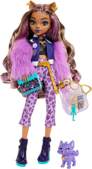 Muñeca Monster High Clawdeen Wolf con Crescent Dog y accesorios como mochila, calendario, snacks y más, HRP65 Naty Shop Muñecas Crescent Dog