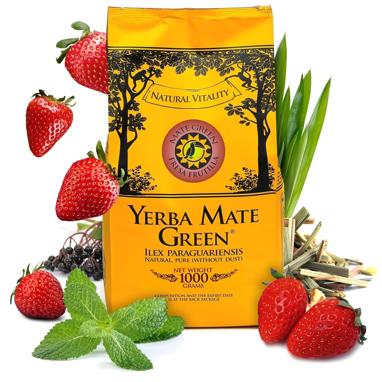 Yerba  „Potente” 400 G | Ceai Mate brazilian cu scoarță de Catuaba, rădăcină de ginseng siberian, scoarță de Lapacho și Muira Puama | Ingrediente naturale | Frunze verzi de Mate