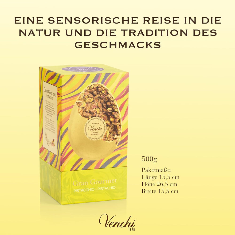 Venchi - Huevo de chocolate, sabor pistacho, con pistacho entero, con sorpresa, sin gluten, 500g, colección Pascua, idea de regalo