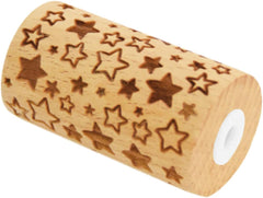 COCCIÓN DE CHATARRA - Mini-Rodillo aus Holz "Stern" – Deko mit eingravierten Abdrücken in Relief – Backform für Dekoration von Keksen, Keksen, Keksen – 5302