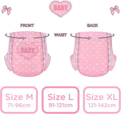 Pañales estampados para adultos, 5500-5800 ml, paquete de 2 - Blushing Baby (M)