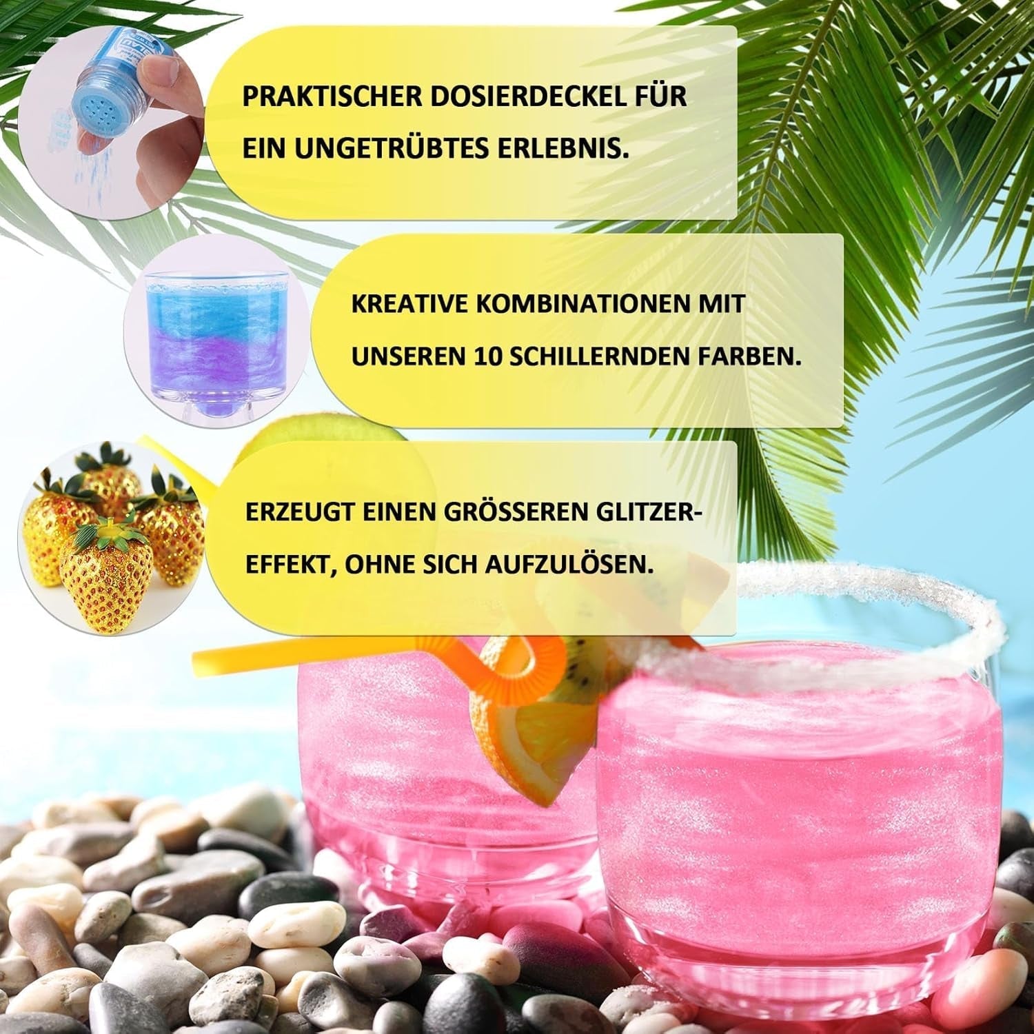 Kicofood, purpurina comestible, 5 gramos, varios colores Glitter Naty Shop