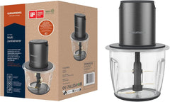 Grundig Delisia Novus CH 7140 Professioneller Multi-Zerkleinerer, 500 Watt, 4 Edelstahlmesser Mit Zirkonium-Beschichtung, 1L Glassbehälter, 2 Stufen, Antislip-Unterlage, Dark Inox/Schwarz Kitchen Naty Shop