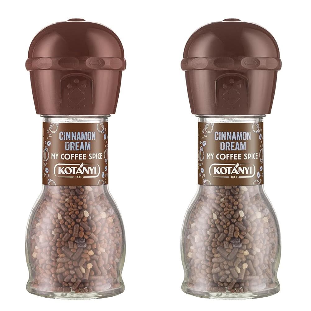 Topping para café Kotanyi Cacao Kiss | Maravilloso chocolate con finos trozos de chocolate, paquete de 4 (4 X 63 gramos) Naty Shop Cinnamon Dream 2 x 52 gramos