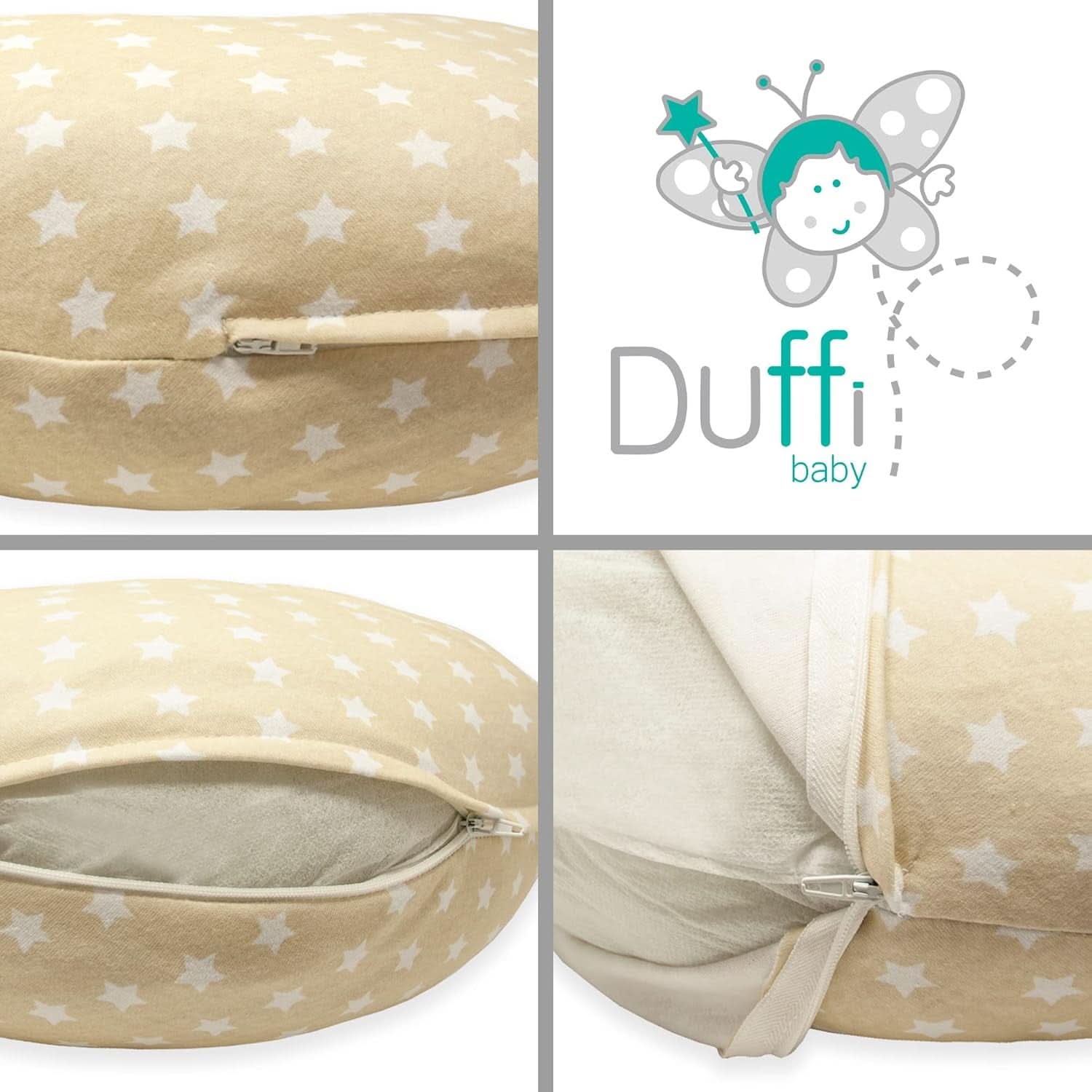 Cojín de lactancia para recién nacido, XL, Funda 100% algodón, desenfundable y lavable, Relleno de Poliéster, Motivo Estrella Accesorios Alimentación y Lactancia Bebe Naty Shop