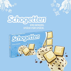 Schogetten Stracciatella barra de chocolate 100g, en porciones individuales. Una delicia. Pieza por pieza.