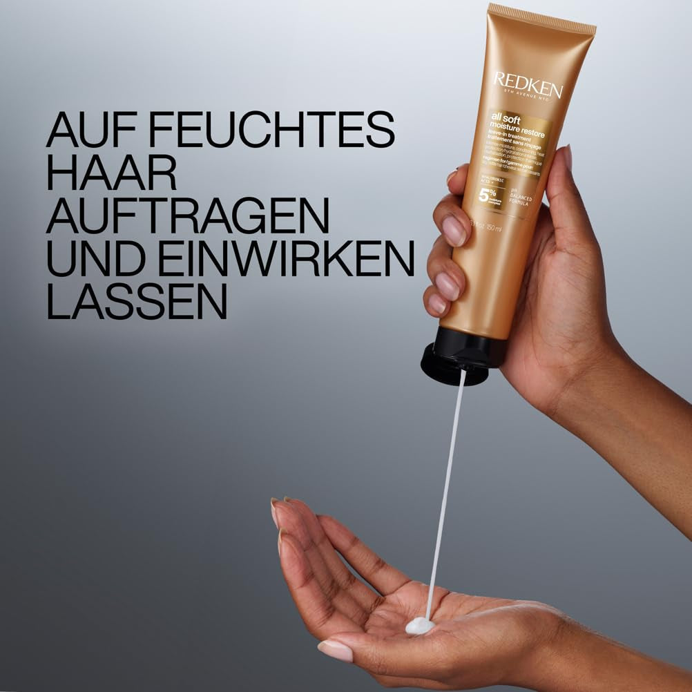 Mască de păr Redken cu acid hialuronic pentru păr uscat, anti-frizz și protecție termică până la 230° C, All Soft Moisture Restore Leave-In Mask, 1 x 150 ml Masca de par Naty Shop