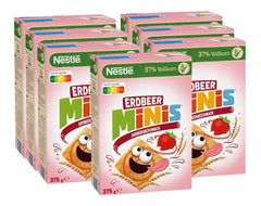 NESTLE Strawberry Minis, cereal con sabor a fresa y harina integral, set 7 x 375 gramos Cereales Naty Shop