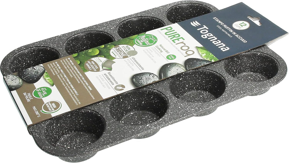 Pure Roq Muffinform Para 12 Muffins, Aluminio, Negro Moldes y bandejas para horno Naty Shop