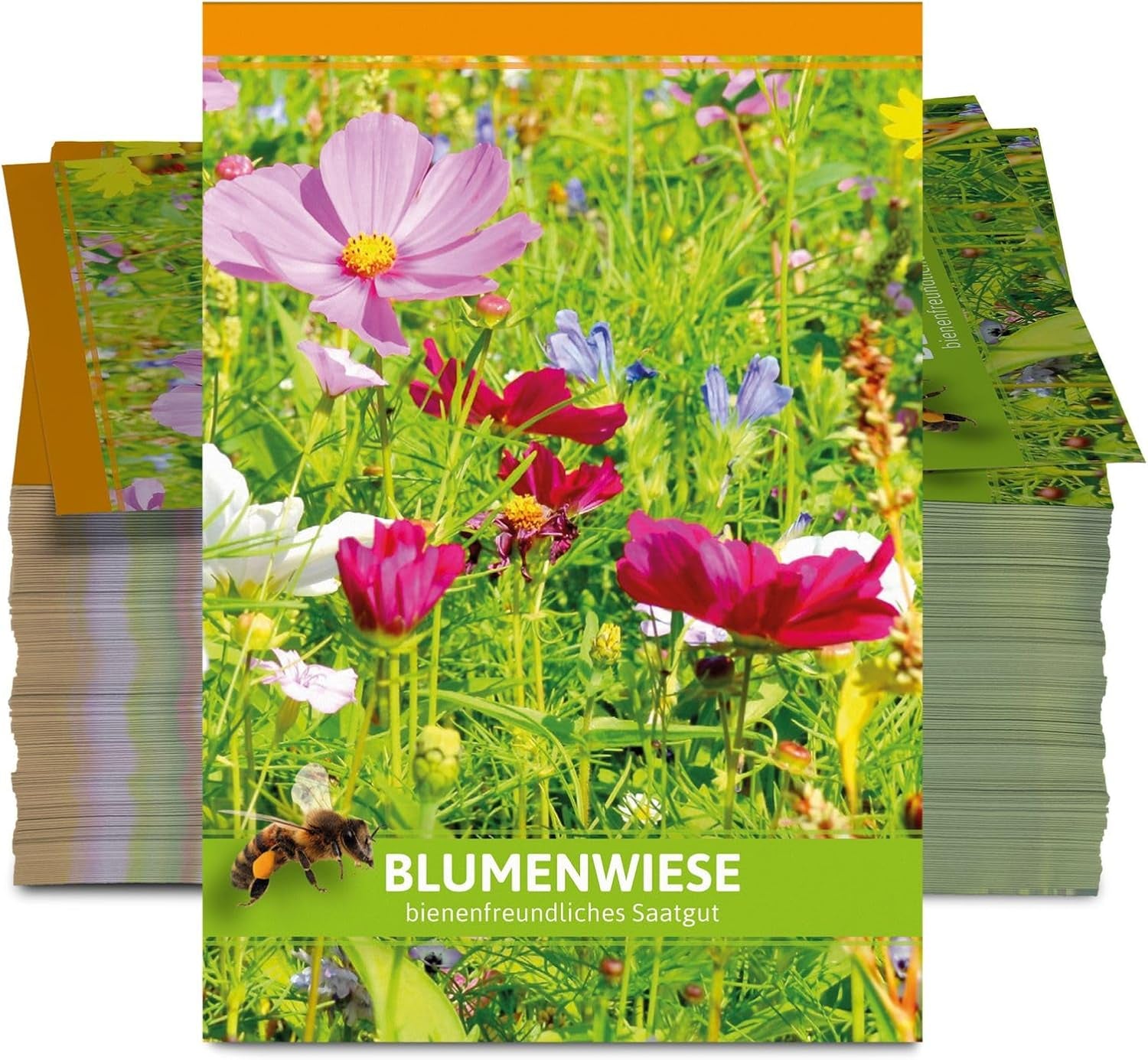 FLORTUS Favores de fiesta de pradera de flores silvestres (100 piezas) | Mezcla de semillas de flores para abejas e insectos como regalo de agradecimiento y obsequio promocional.