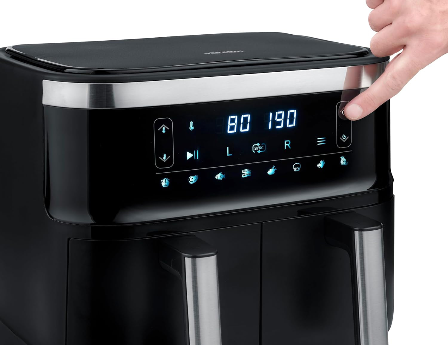 SEVERIN Freidora doble de aire caliente con cámara de cocción 2 X 3,8 L, 8 programas automáticos Electrodomésticos Naty Shop