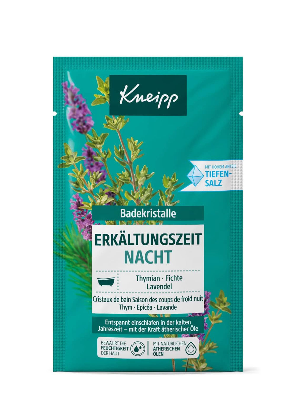 Kneipp, săruri de baie naturale din salina Luisenhall cu uleiuri esențiale de lavandă, cimbru și molid - relaxat pentru a adormi în sezoanele reci - 60 grame Duș și baie Naty Shop
