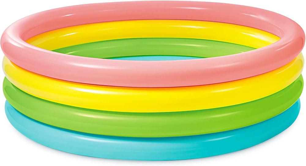 Intex 56441 NP - Piscina Hinchable Sunset Glow, Cuatro Aros, Vinilo, Multicolor, 168x46 cm